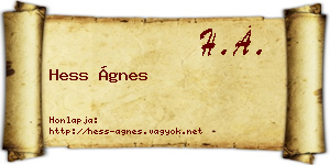 Hess Ágnes névjegykártya